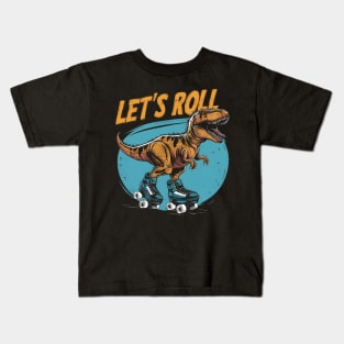 Funny Allosaurus On Roller Skates Design Kids T-Shirt